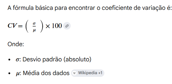 Fórmula do coeficiente de variação
